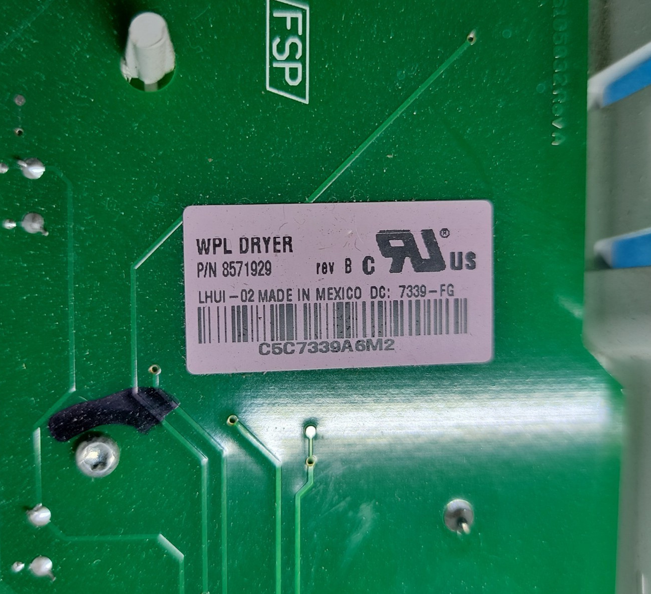 * Whirlpool Dryer Interface Control Board Part # 8571929 FREE SHIPPING!! gallery