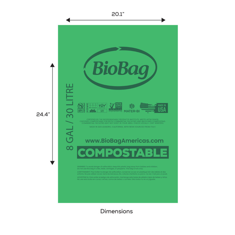 BioBag Compostable Liners, 8 Gallon (QTY 500), SKU 08G2025 gallery