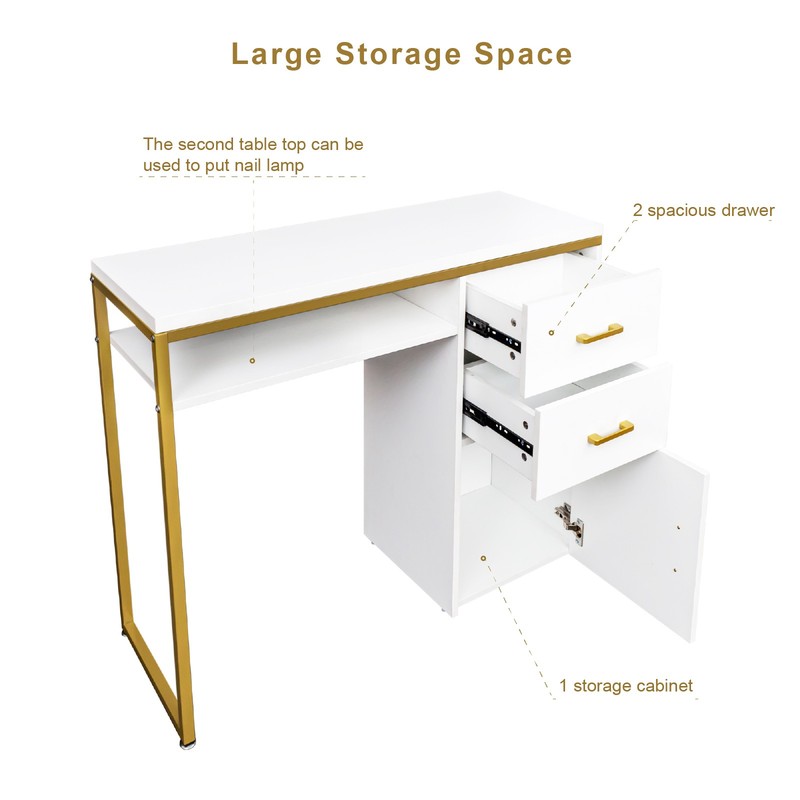 computer desk,White particleboard and iron pipe 38 × 14 × 31 inches gallery