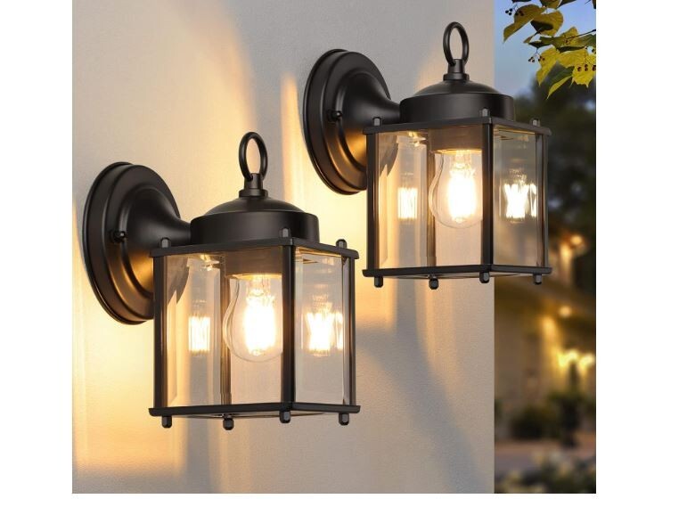2Pack Outdoor Porch Wall Lantern, Exterior Waterproof Wall Sconce Light Fixture gallery