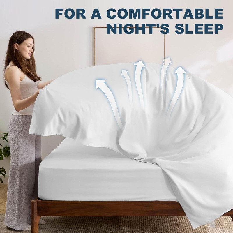 Twin Flat Sheets Only Soft Brushed Microfiber Bedding Sheet Hotel White 1 PCS gallery