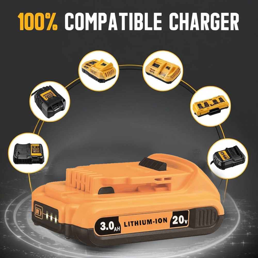 2Packs DCB203 20V 3.0Ah Lithium-ion Replacement Battery for Dewalt 20 Volt Max gallery