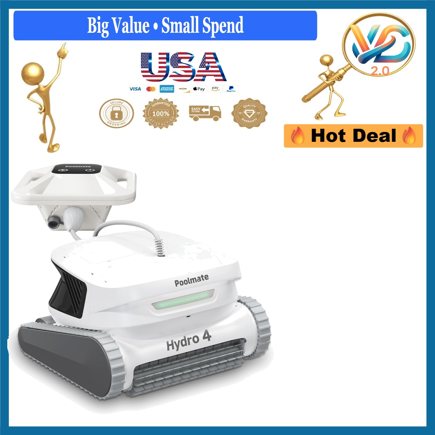 Hydro4 Cordless Robotic Pool Cleaner Mobile App Control Gray gallery