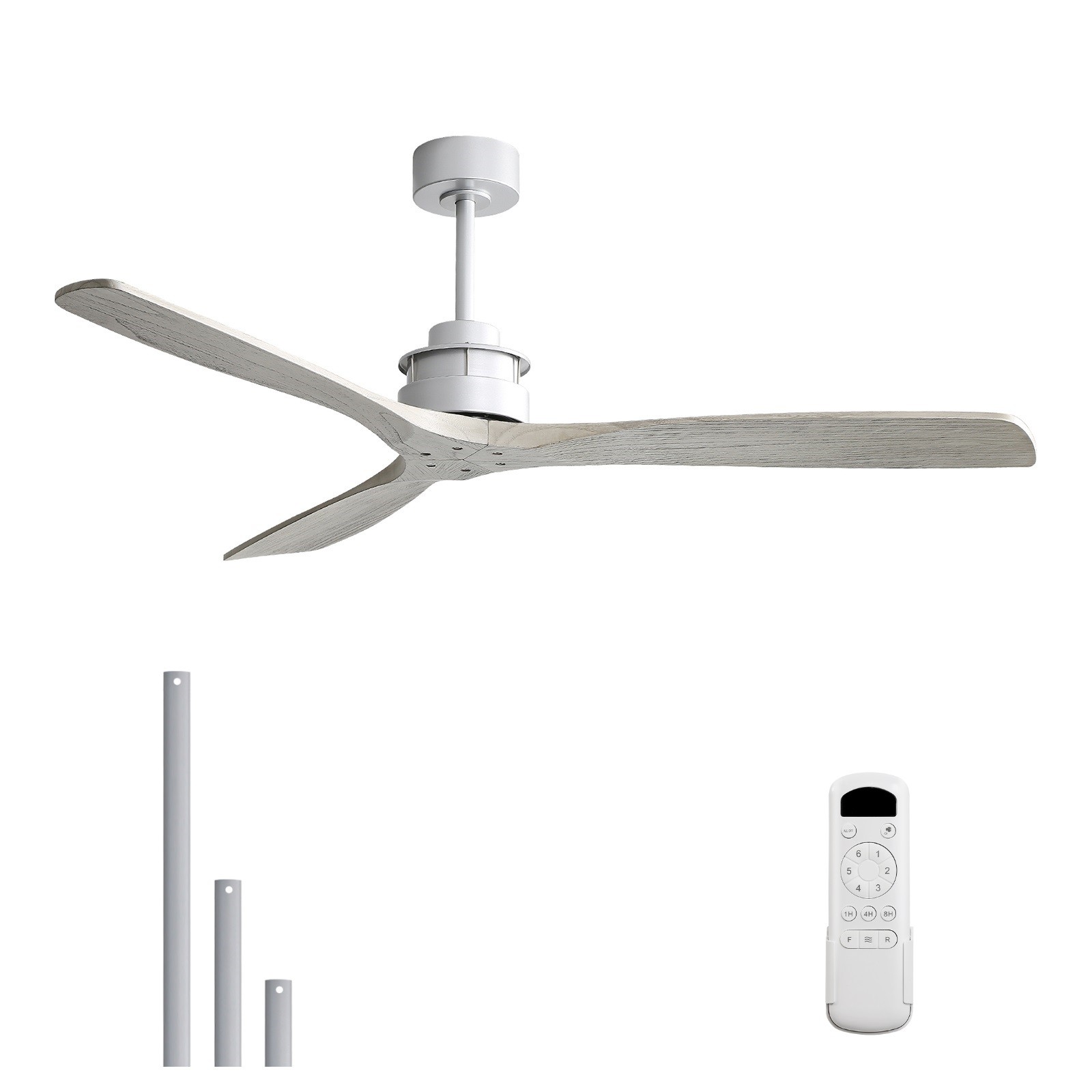 60in High CFM Solid Wood Ceiling Fan No Light with Remote Control Reversible DC gallery
