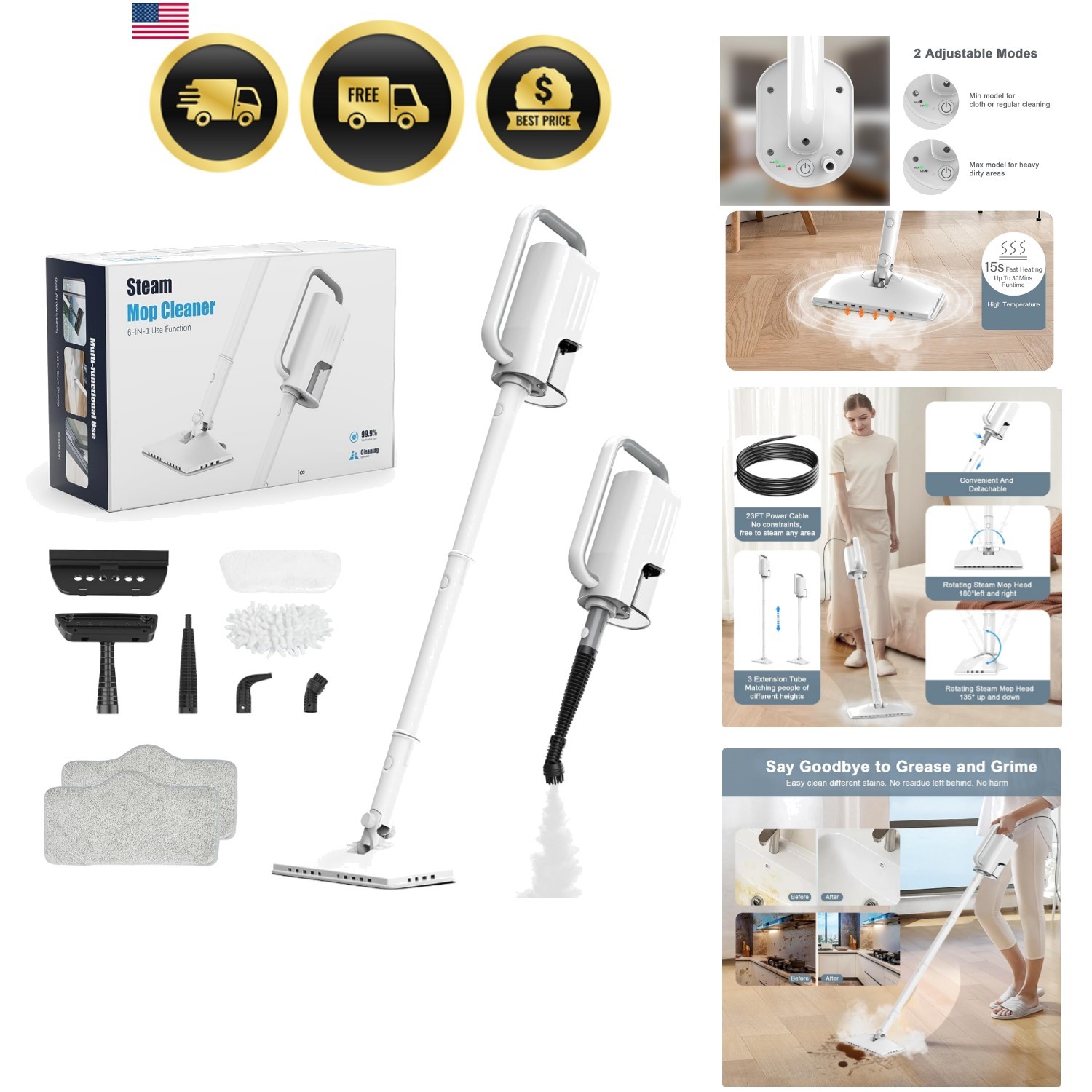 Steam Mop Floor Cleaner 6-in-1 Multi-Surface Steam Cleaner for Home Use gallery
