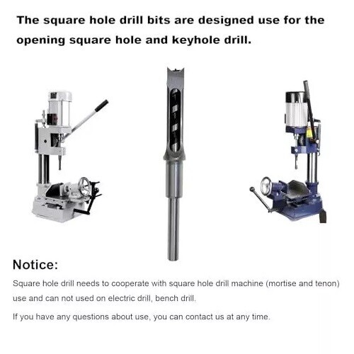 7PC Woodworking Square Hole Drill Bit Mortising Saw Mortise Chisel Drill Bit Set gallery