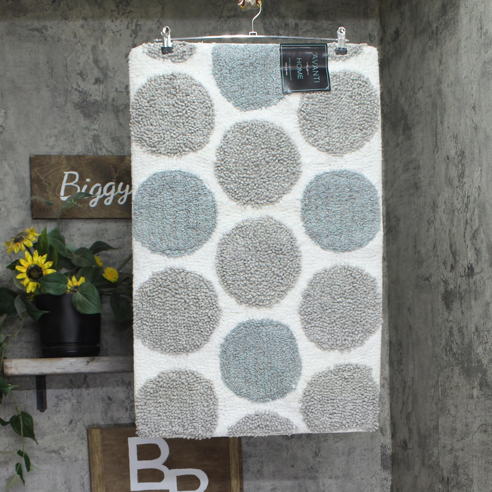 Avanti Dotted Circle Bath Rug Mat Rectangle Shiny White Gray Multi 20 x 30 gallery