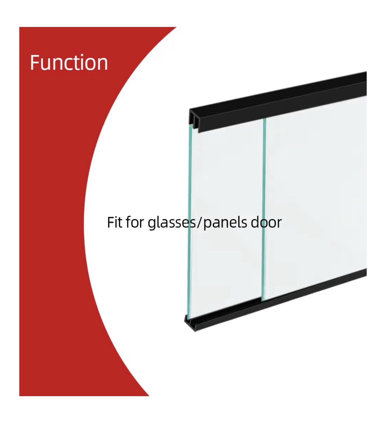 Sliding Door Track, Fit 1/4" Thick Panels, U Channel Rubber ,Black, 3Set gallery