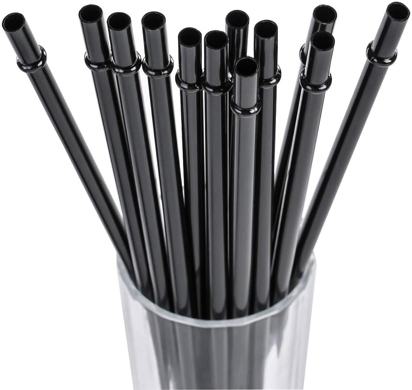 DAKOUFISH 13in Black Reusable Plastic Straws for 40 50oz Tumbler Mason Jar 12PCS gallery