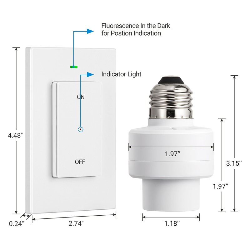 DEWENWILS Remote Control Light Bulb Socket E26 E27 Base, Wireless Light Switch gallery