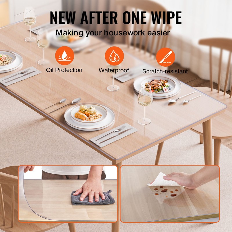 VEVOR PVC Table Protector 42x60 Inch Clear Plastic Desk Protector 2.0mm Thick gallery