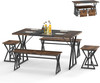 Space-Saving 5-Piece Dining Set for 4-6 with Benches and Stools, 55-Inch Table gallery