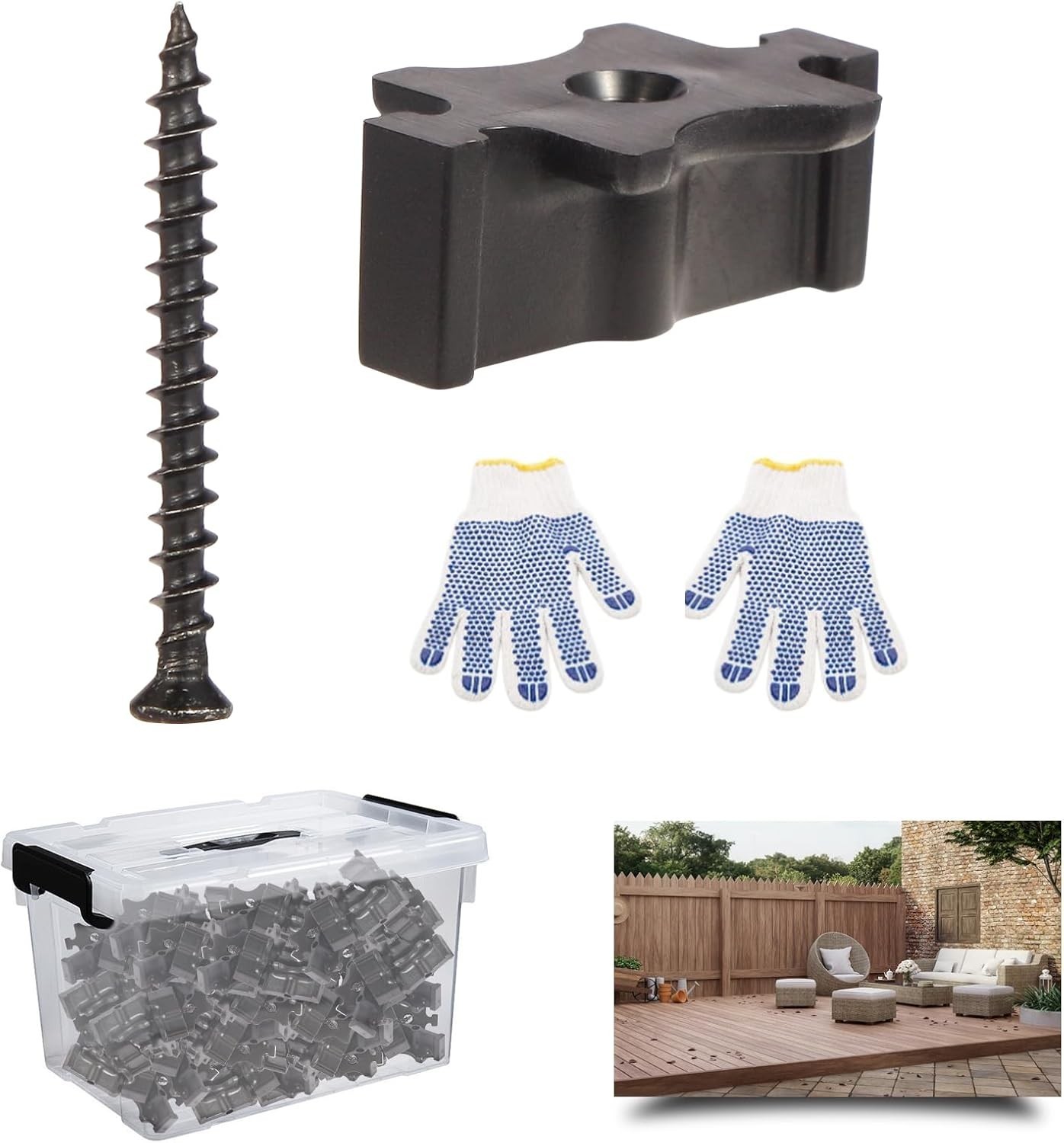 1000PCS Hidden Deck Fasteners for Composite Decking Universal T Clips Black gallery