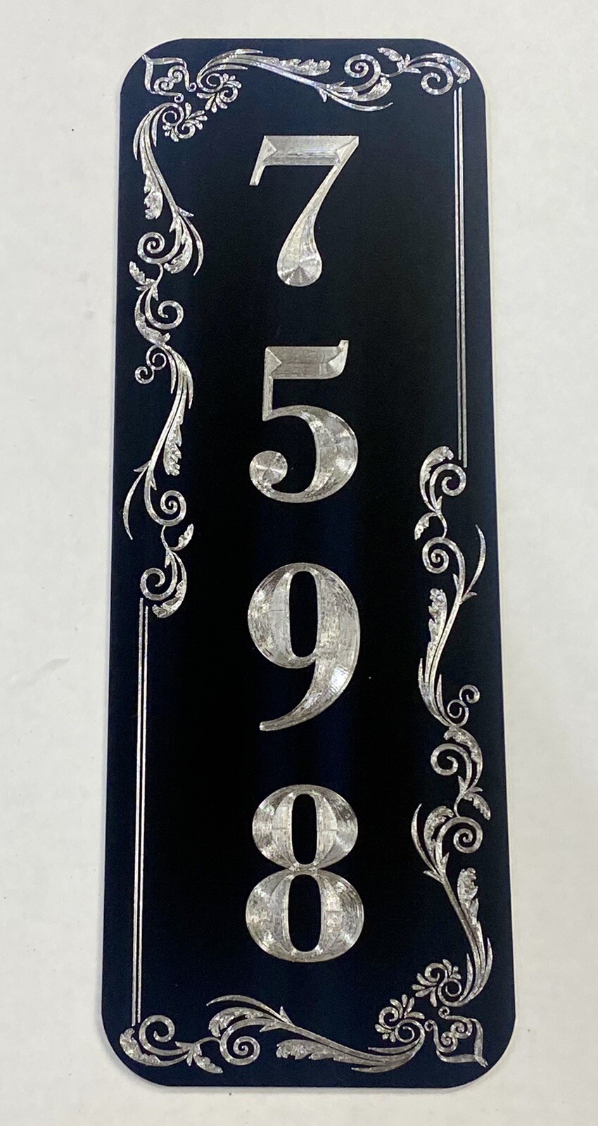 Engraved House Number Diamond Etched Aluminum Metal 4x11 Address Sign Plaque gallery