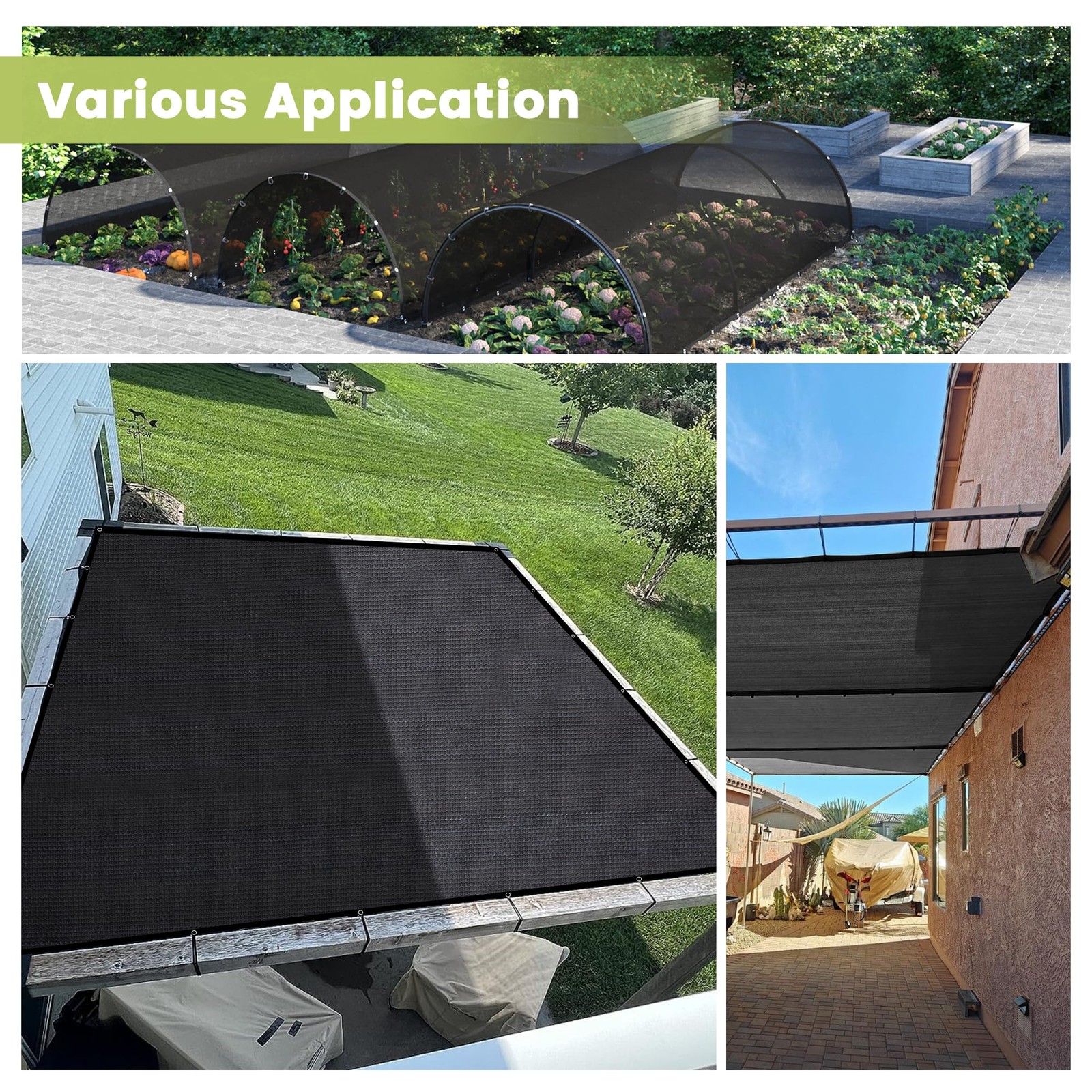 VOXBIN 70% Patio Shade Cloth 5×6 FT with Grommets, 0 5 × 0 6 FT, Black gallery