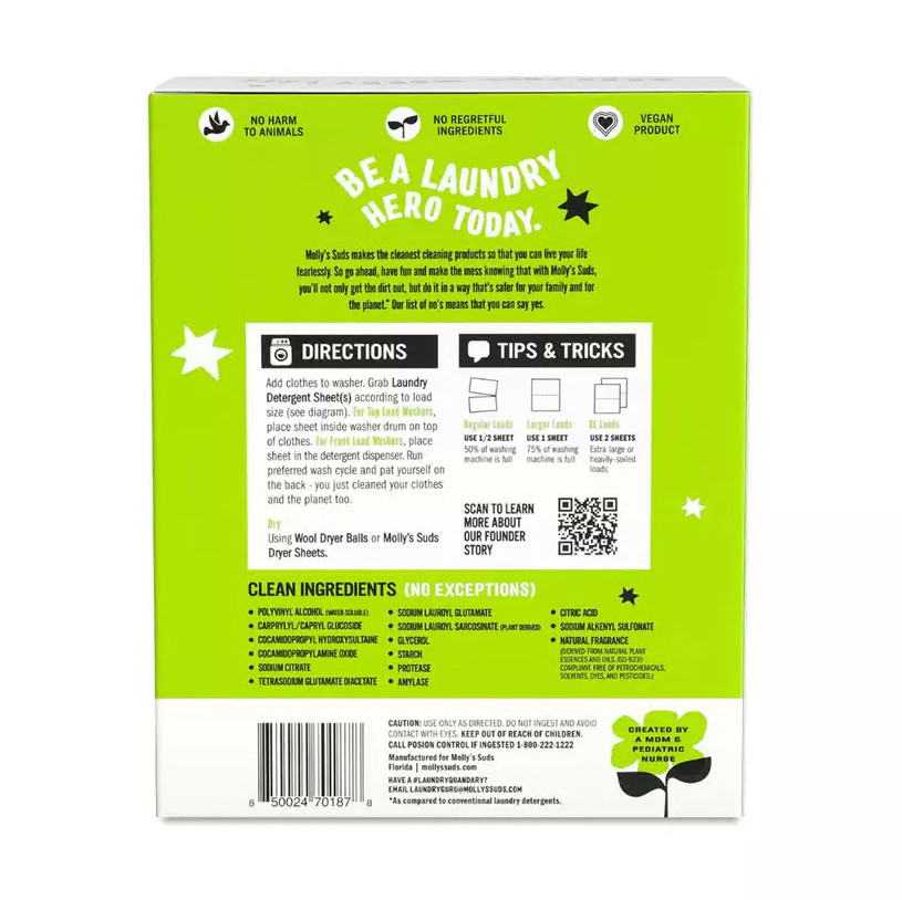 Molly's Suds Laundry Detergent Sheets, Bergamot & Cedar 70 loads (Pack of 2) gallery