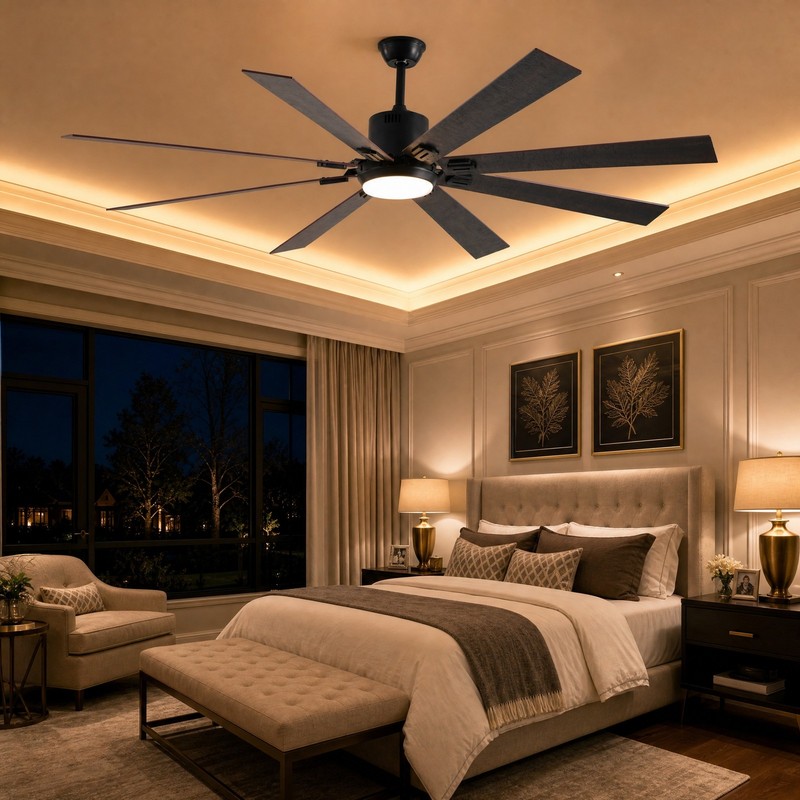 72'' Walnut Black Ceiling Fan with Light & Remote 6 Speeds 3CCT Reversible Motor gallery