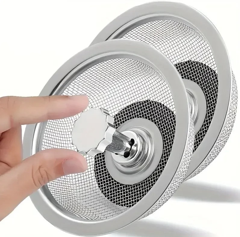 2Set Kitchen Sink Strainer With Handle & Stopper – Stainless Steel Drain Filter gallery