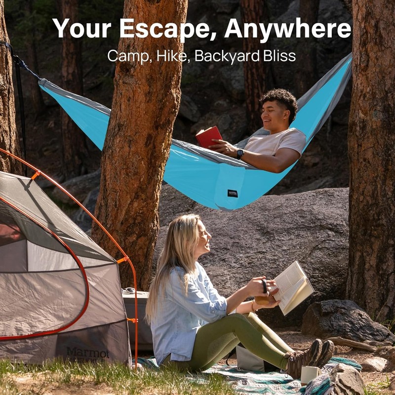 Camping Hammock, Portable Hammocks with Tree Straps & Attached Carry Bag, gallery