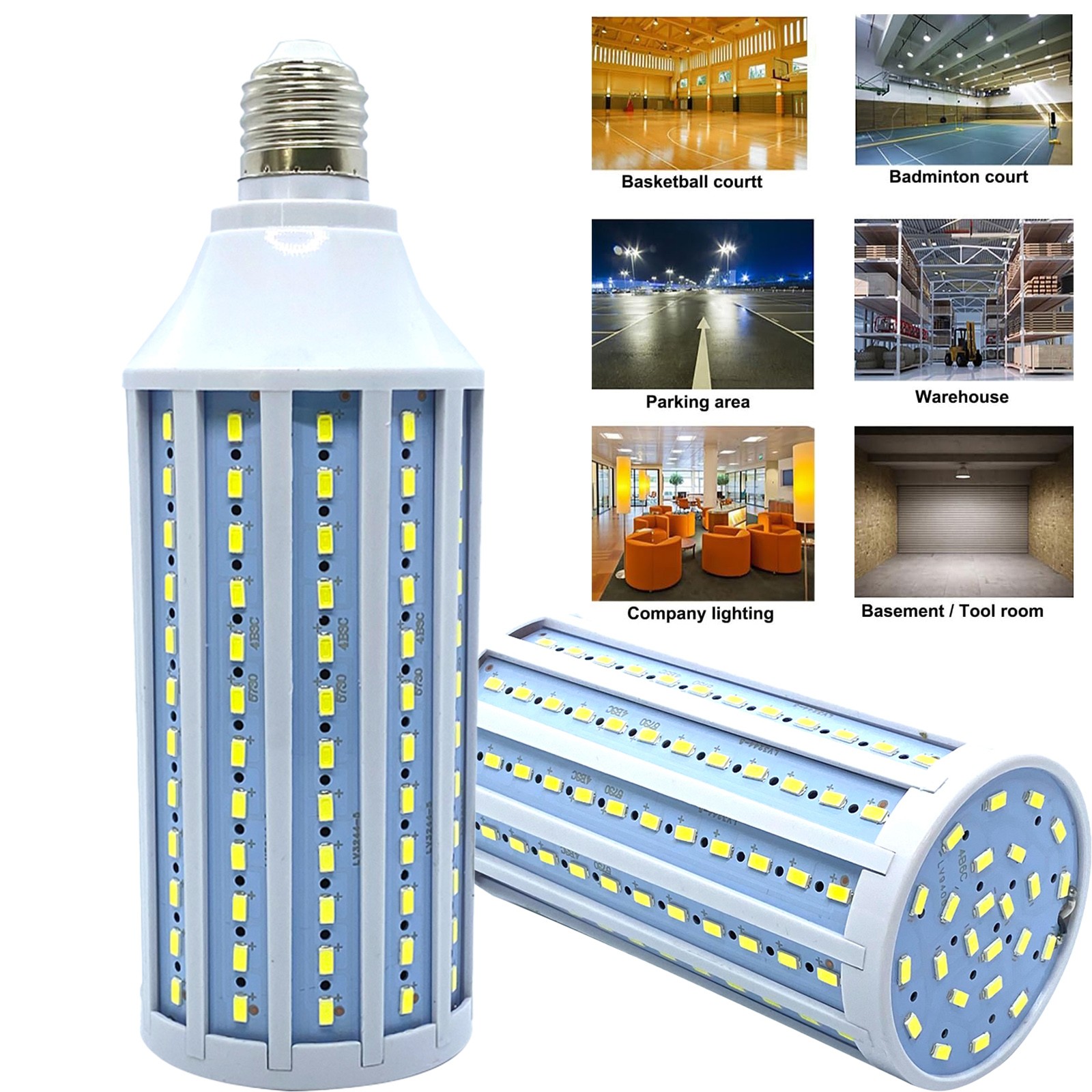 2pcs 30W LED Corn Light Bulb 3000lm LED 6000K E26 Base Cool Daylight Garage gallery