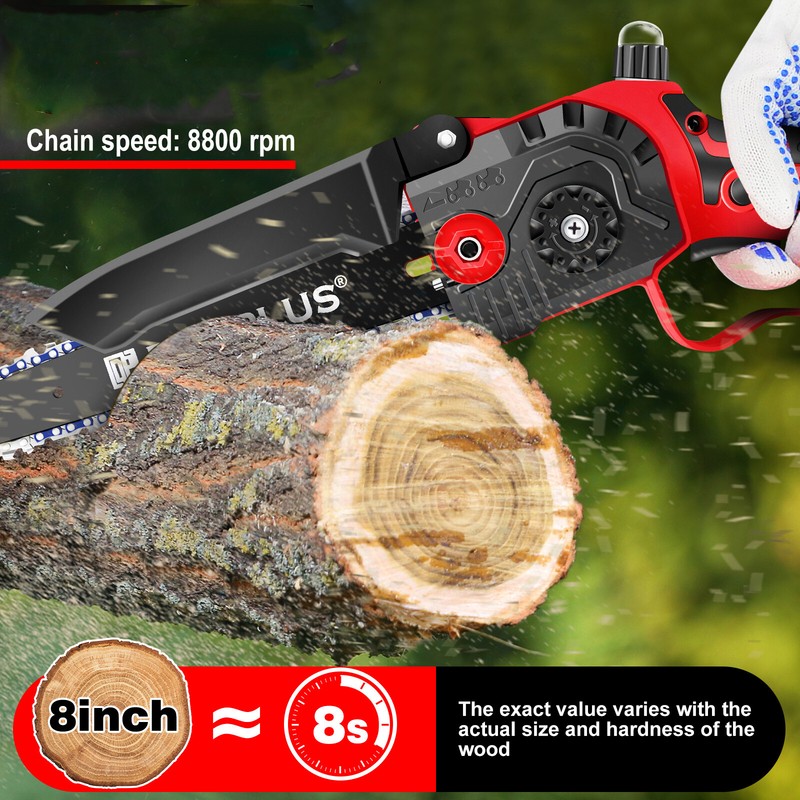 8" Cordless Electric Chainsaw Handheld Mini Small Wood Cutter Tool One Hand Saw gallery