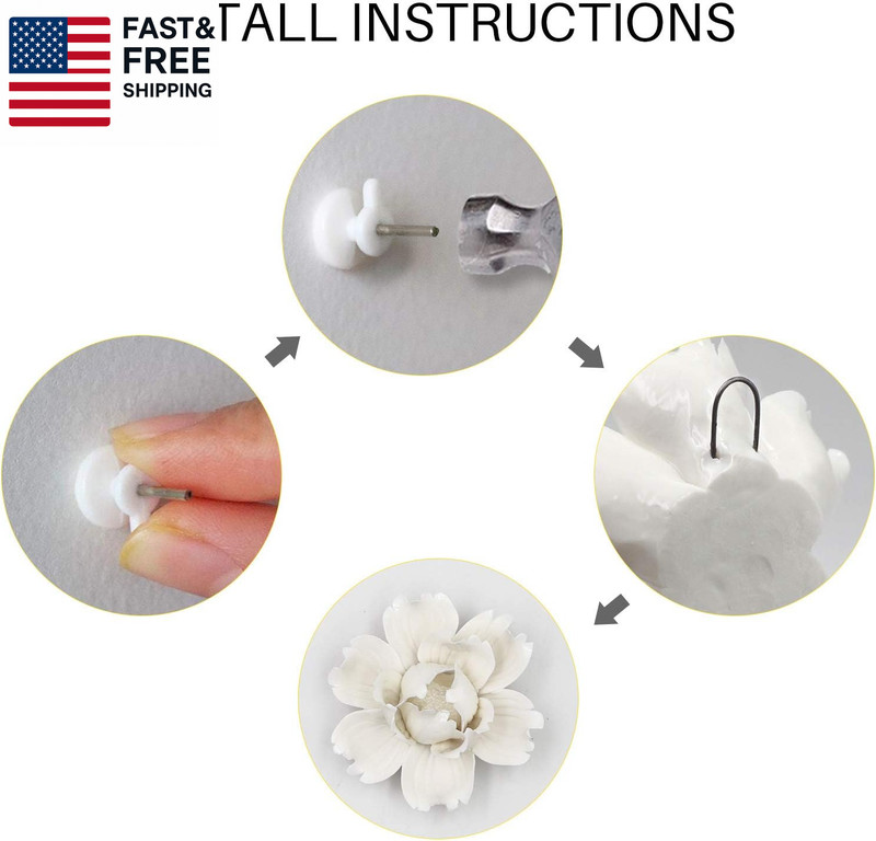 5 Pcs Ceramic Flower Wall Decor Handcrafted 3D Hanging Porcelain Flowers Wall Ar gallery