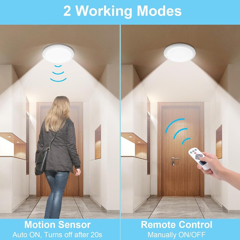 Rechargeable Motion Sensor Ceiling Light with Remote,Battery Powered Wireless gallery