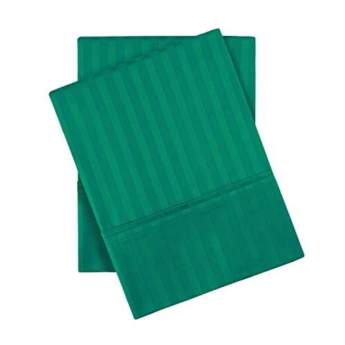 100% Egyptian Cotton 300 Thread Count Striped Pillowcase King Hunter Green gallery