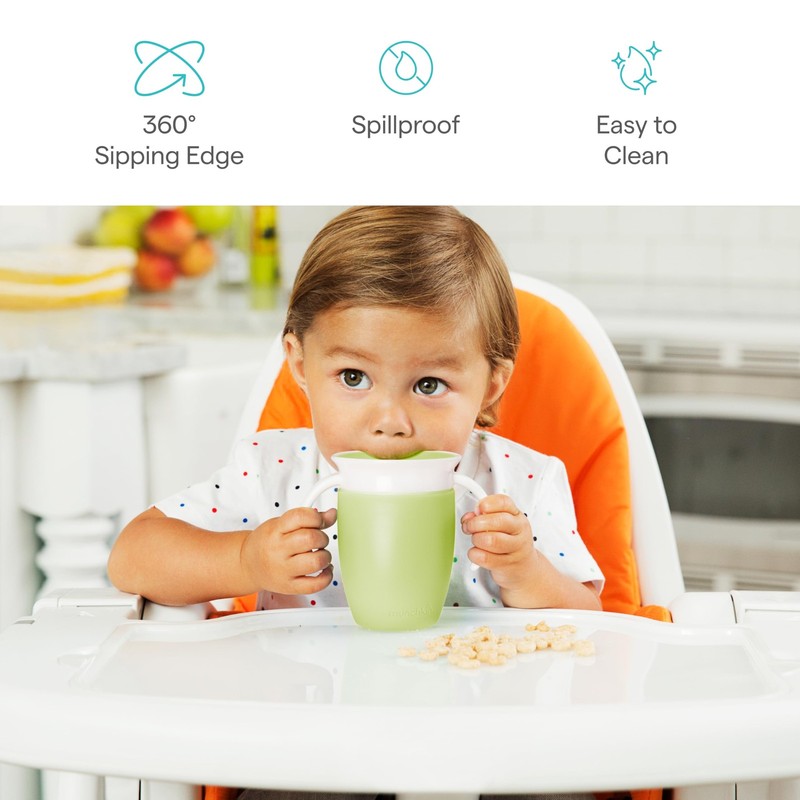 Munchkin Sippy Cup for 6 Month Old and Up, Spill 7 Ounces, Blue/Green 2 Count gallery