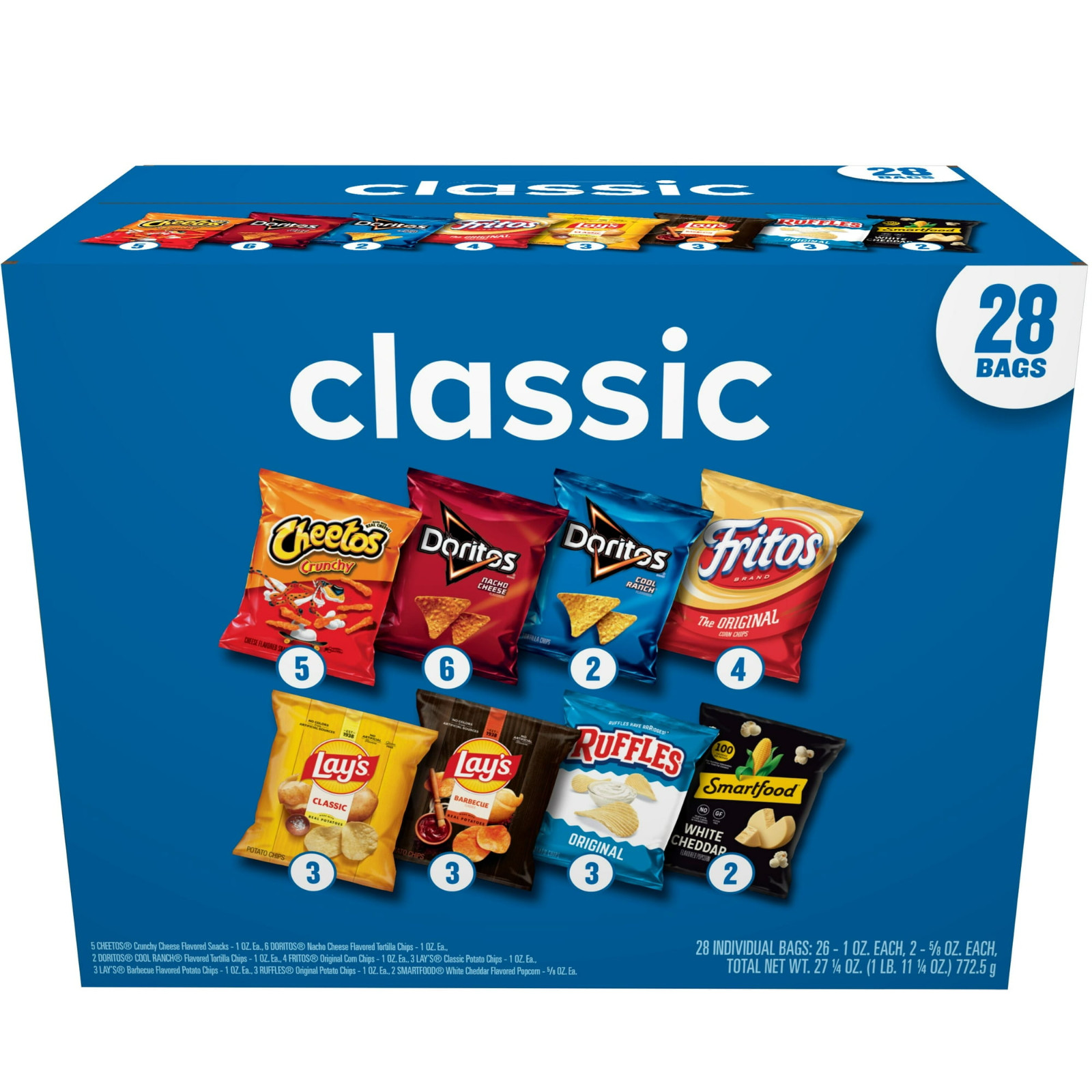 Frito Lay Classic Mix Variety Pack 28 Count Chips Snacks Box 27.25 Oz gallery