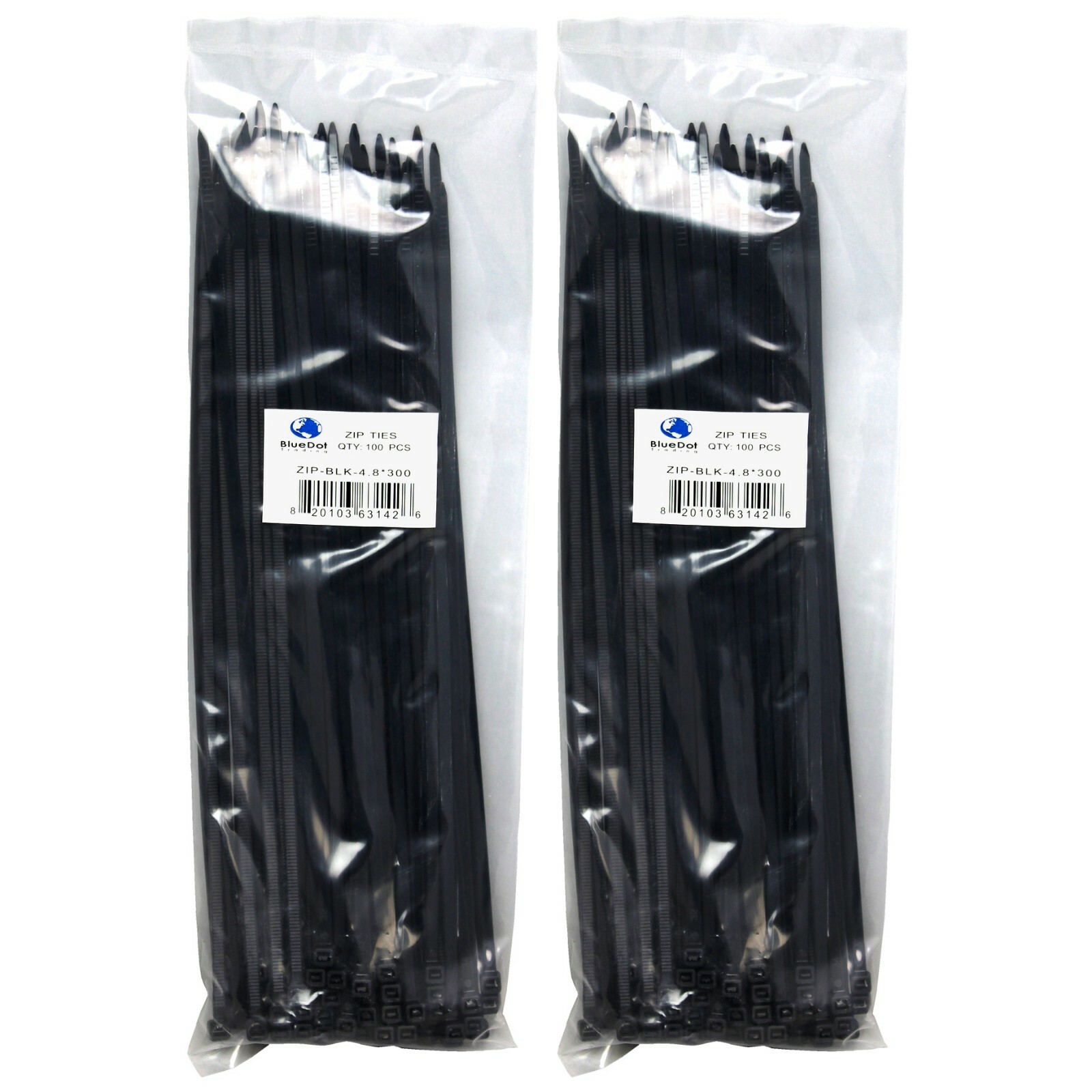200 Pack Lot Pcs - 12" Inch UV Resistant Nylon Cable Zip Wire Tie BLACK - 52 lbs gallery