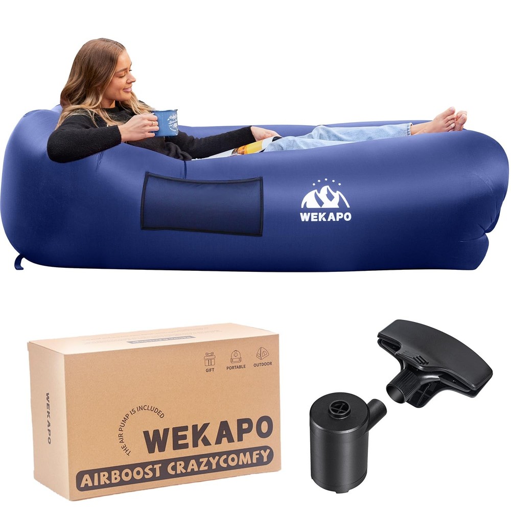 WEKAPO Inflatable Couch & Pump Lightweight Air Sofa for Relaxing Anywhere (Navy)