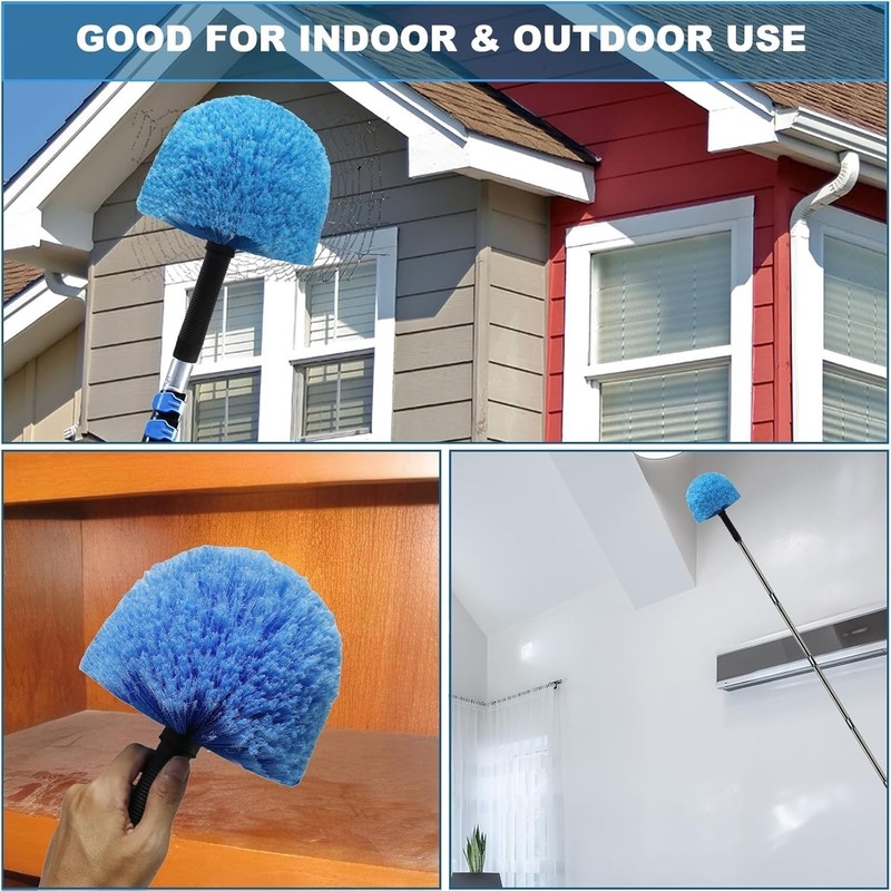 2 Pack Robust Cobweb Duster Head Brush – Superior Twist-On Web Cleaning Blue gallery