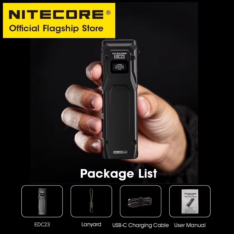 NITECORE EDC23 Untra Slim Tactical Flashlight 2500 Lumen Torch Light Rechargeble gallery