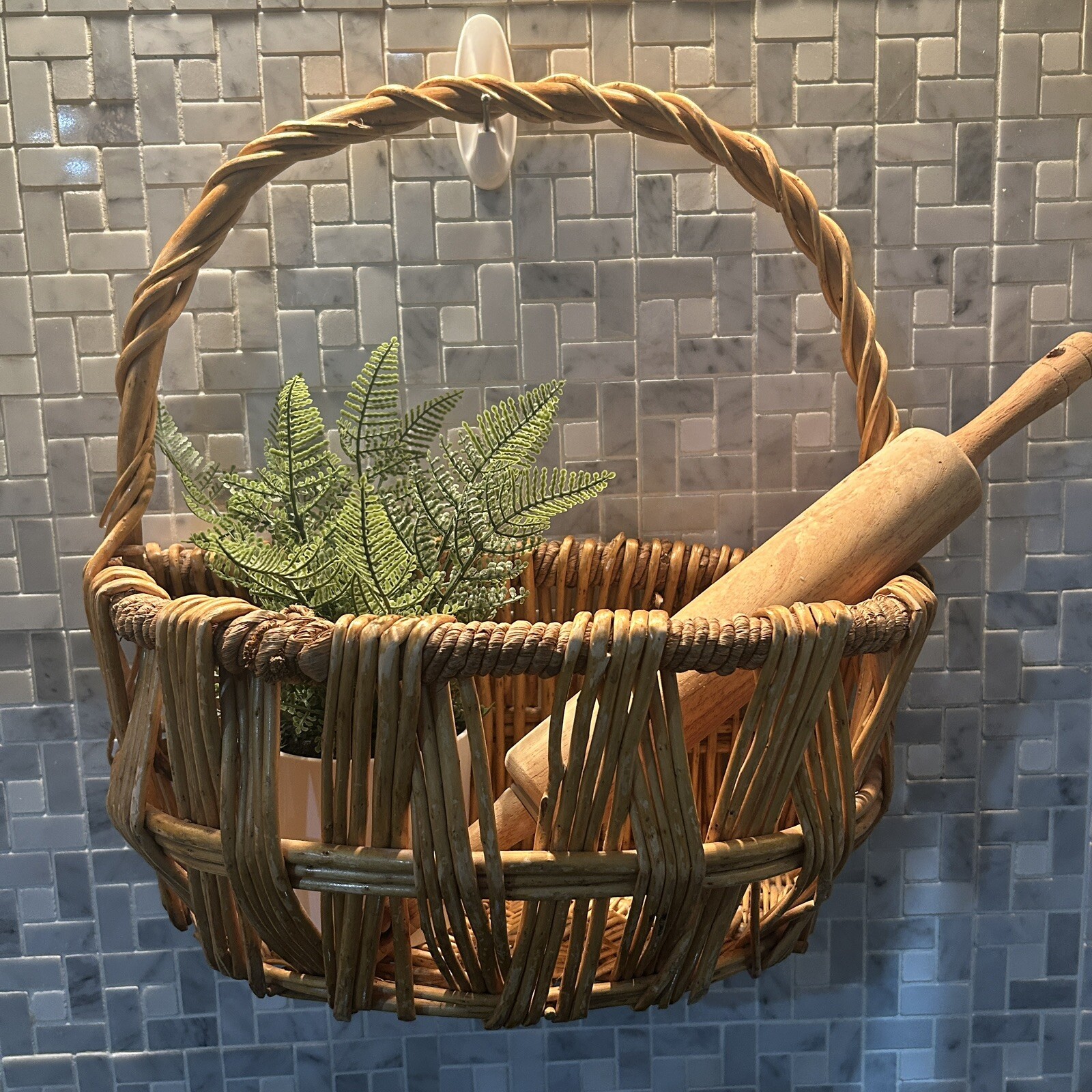 Wicker Basket For Flowers, Wall Hanging, Porch-Read Description gallery
