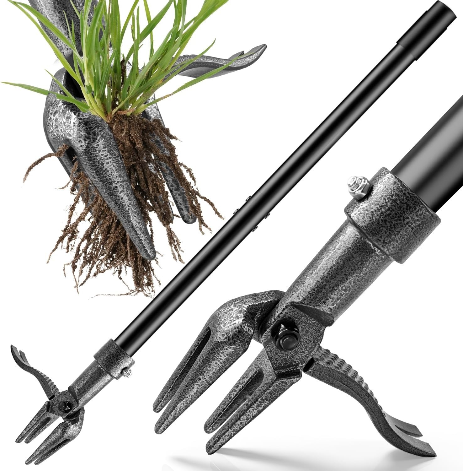 Weed Puller Tool – 45" All-Metal Stand Up Heavy Duty Weeder Hand Tool with 4-... gallery