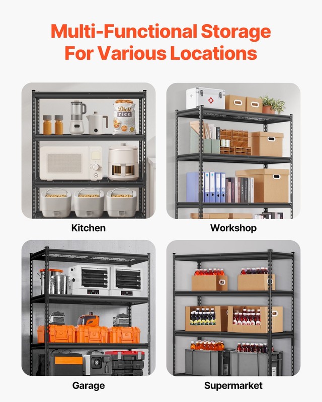 VEVOR Storage Shelves 5 Tier Adjustable Heavy Duty Garage Shelving Units 2500lbs gallery