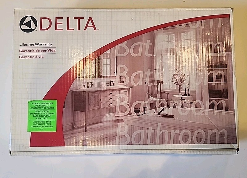 Delta 3530-LHP Two Handle Wide Spread Faucet, w/ Tail Pc, NO HANDLES, Chrome gallery