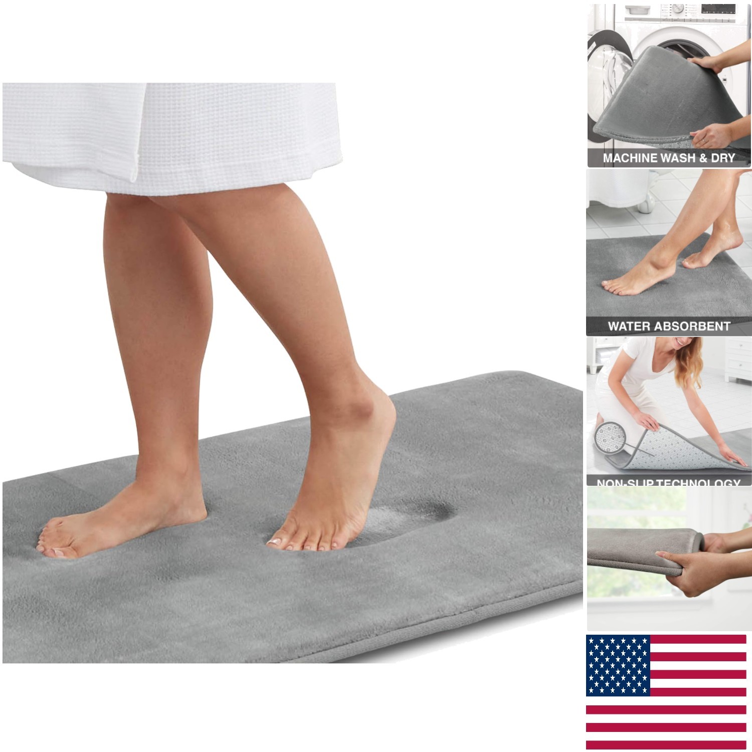 Cozy Velvet Memory Foam Bath Mat 17x24 - Quick Drying Non-Slip Design gallery