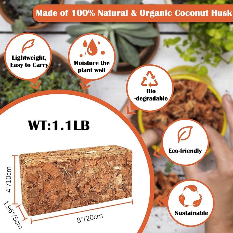 Coir Bricks for Plants, Organic Compressed Coconut Coir, 2 Count (2.2 lbs) gallery