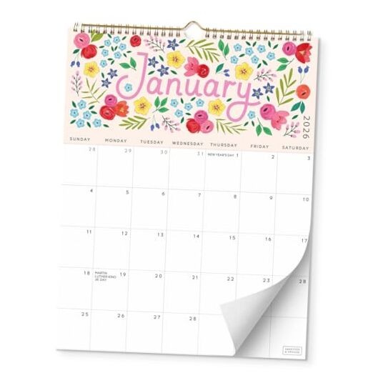 S&O Five Color Floral Wall Calendar from January 2026-June 2027 - Tear-Off gallery