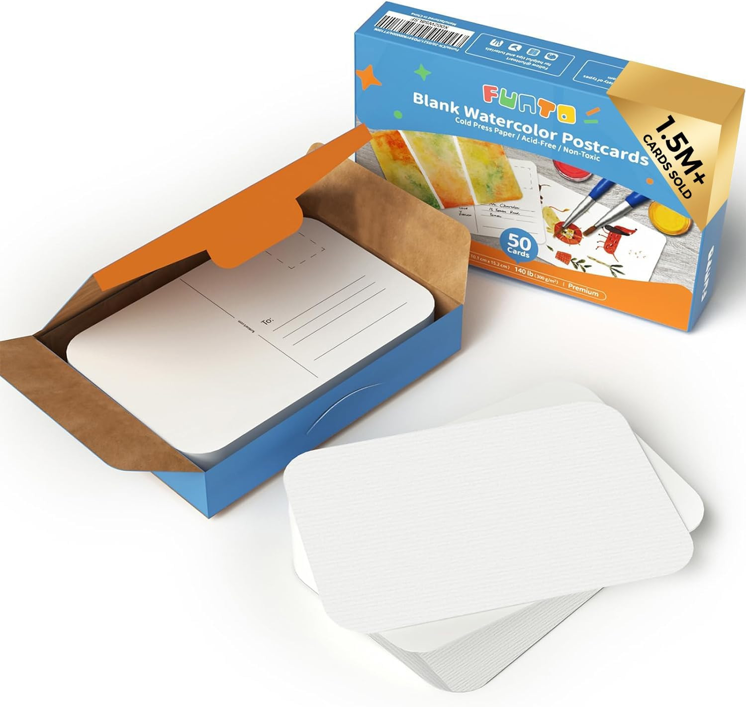 Funto Blank Watercolor Paper Postcards, 50 Cards, 4X6, 140Lb/300Gsm, Acid-Free H gallery