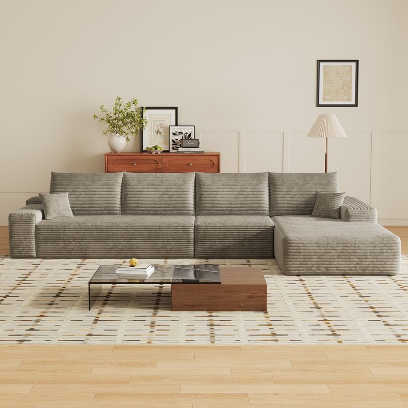 135" L Shape Sectional Cloud Couch with Right Facing Chaise Boneless Plush Sofa gallery