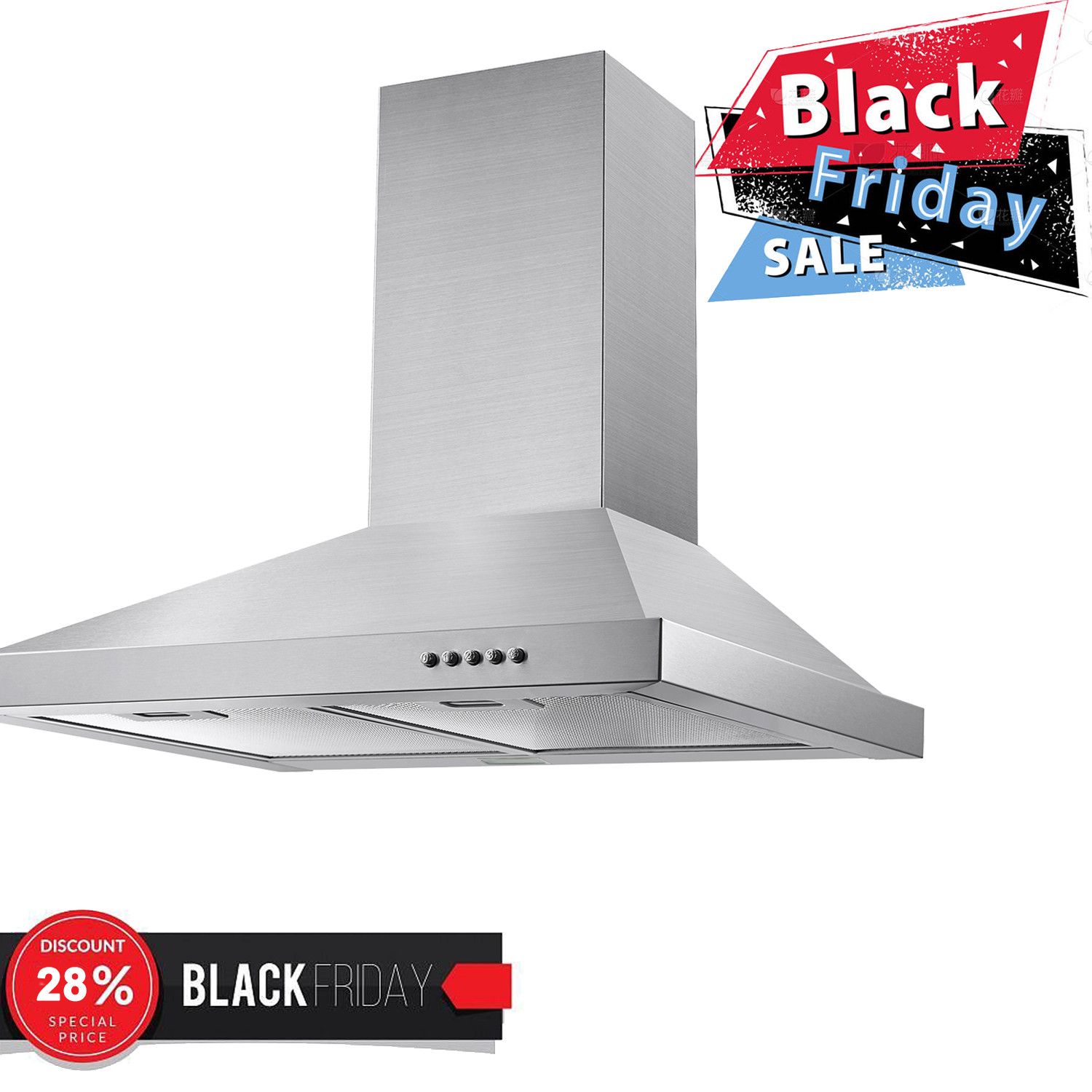 30 '' Wall Mount Range Hood 500CFM Stainless Steel Kitchen Ventilation Exhaust gallery