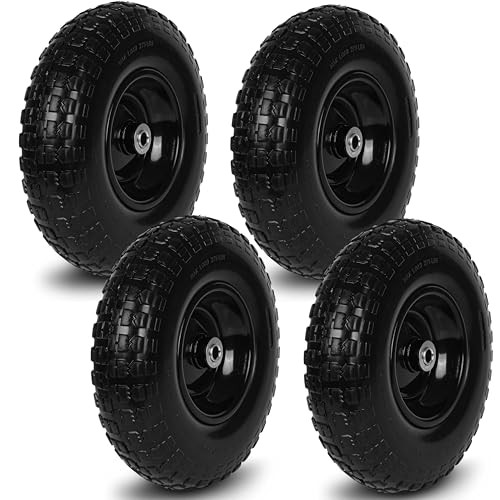 4 PCS 13 Inch Rubber Solid Flat Free Replacement Tires 13x400-6PU-bigF-4packs gallery
