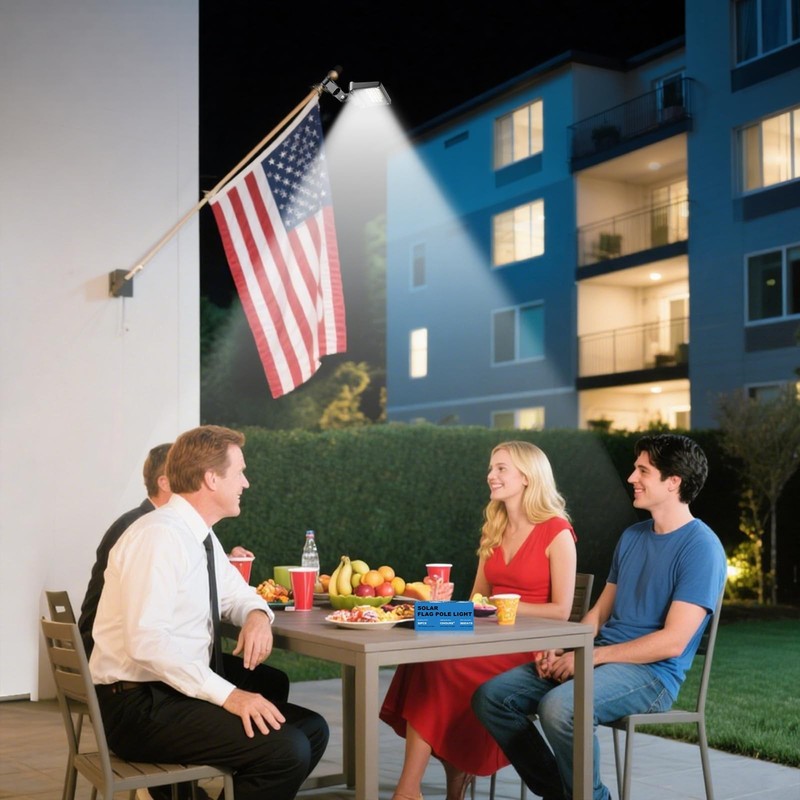 Flag Pole Light Solar Powered 3 Mode Metal Clamps Fits 5ft 6ft Wall-Mounted Flag gallery