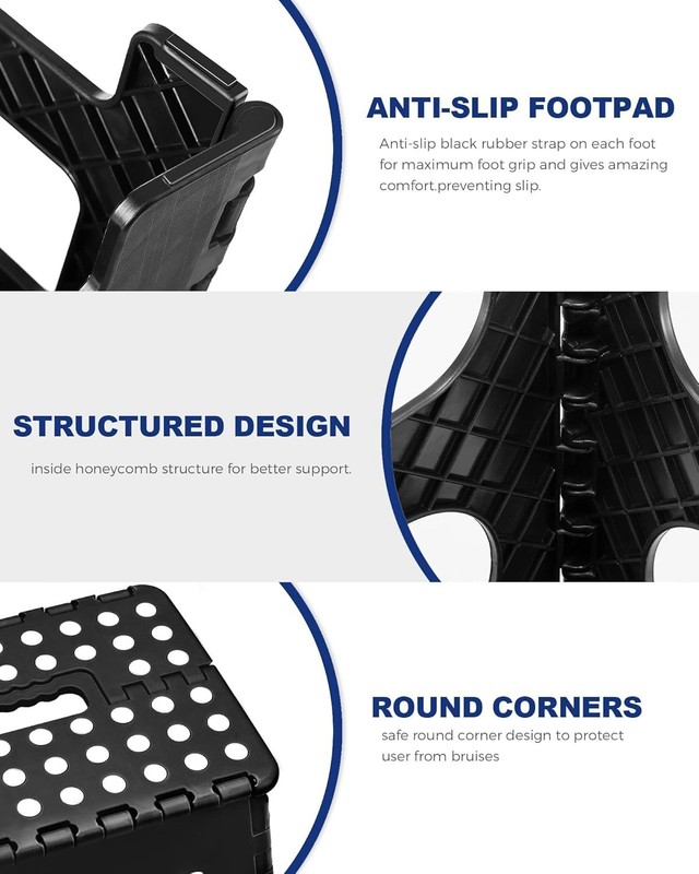 Folding Step Stool Plastic Foldable Stools Upgraded Lock Version 11" 16" 17.5" gallery
