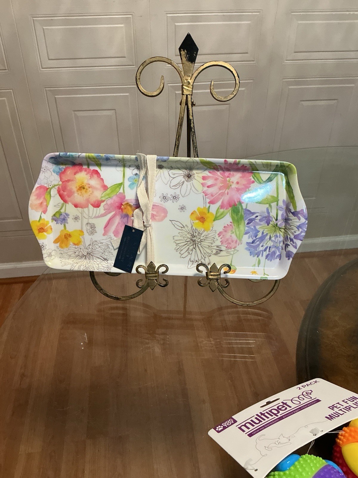 Set of 2 Melamine Tray Spring Easter Flower Floral New New NWT Tahari 15" x 6.5" gallery
