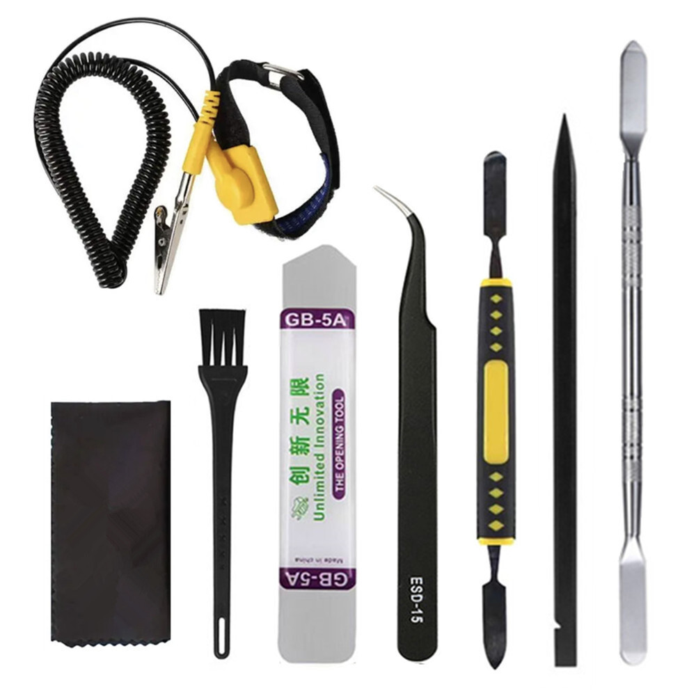 8 in 1 LAPTOP ANTI STATIC WRIST STRAP BAND ESD TWEEZER PRY TOOLS REPAIR TOOL KIT gallery