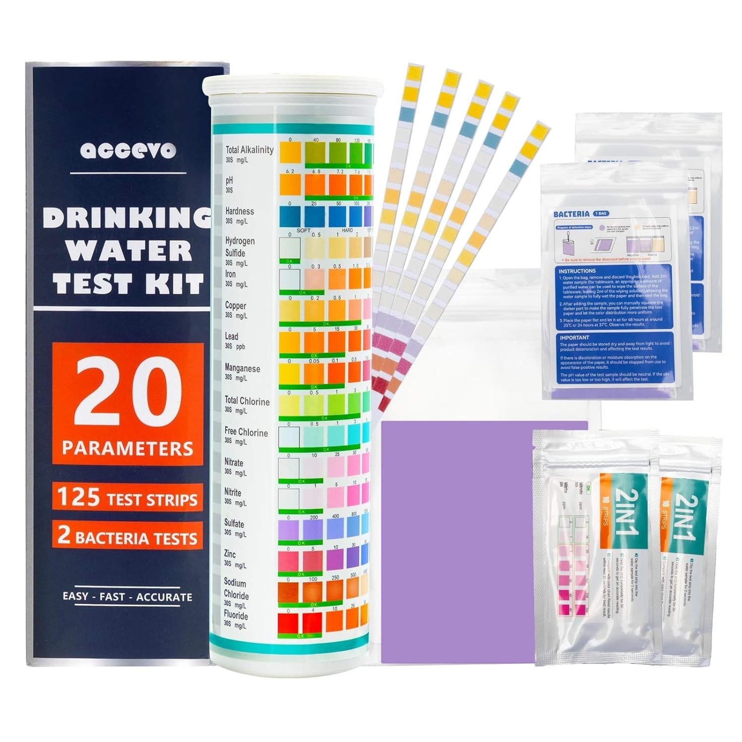 20 in 1 Complete Drinking Water Test Kits, 125 Strips-Well, Tap, Home, City Wate gallery